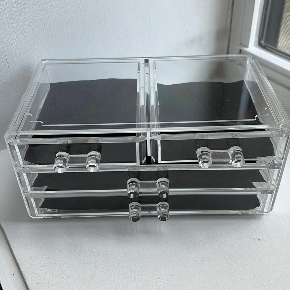 Acrylic Makeup Organizer with Drawers - Black